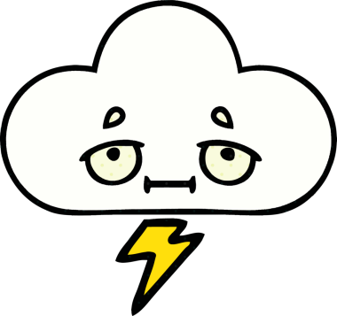 Bir insan tarafından çizilmiş bir gök gürültüsü bulutu çizgi filmi.