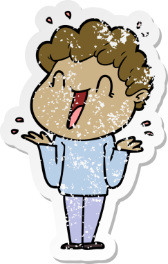 Bir insan tarafından çizilmiş mutlu bir adamın sıkıntılı çıkartması.