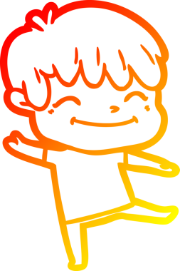 Bir insan tarafından çizilmiş mutlu çizgi film çocuğu çizimi.