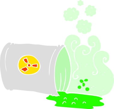 Bir insan tarafından çizilmiş nükleer atığın düz renk çizimi