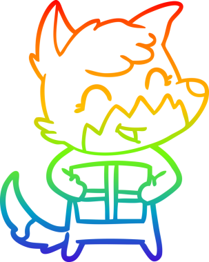 gökkuşağı gradyanı çizimi bir insan tarafından çizilmiş mutlu bir tilki çizgi filmi.