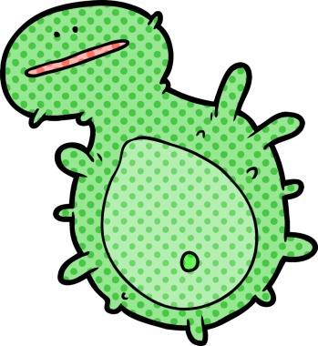 Bir insan tarafından çizilmiş karikatür mikrobu.