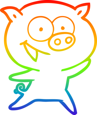 Bir insan tarafından çizilmiş neşeli bir domuz çizgi filminin gradyan çizimi.