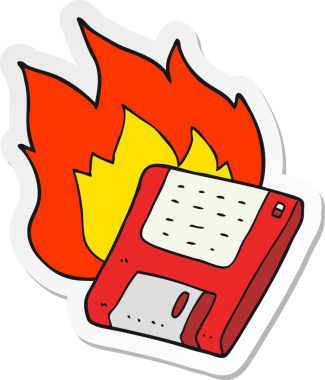 Bir insan tarafından çizilmiş eski bir bilgisayar diskinin etiketi