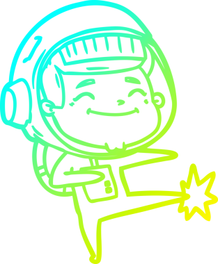 Bir insan tarafından çizilmiş mutlu bir astronotun soğuk gradyan çizimi.