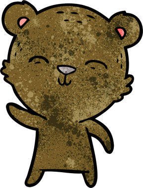 Bir insan tarafından çizilmiş mutlu çizgi film ayısı.