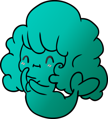 gradyan çizgi film illüstrasyonu kawaii bir insan tarafından çizilmiş şirin hayalet deniz kızı