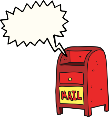 Bir insan tarafından çizilmiş serbest konuşma balonu karikatürü posta kutusu