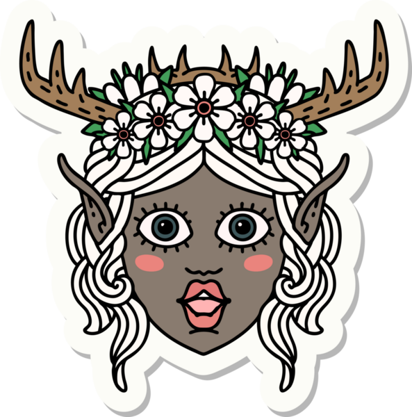 Bir insan tarafından çizilmiş bir Elf Druid karakterinin çıkartması.