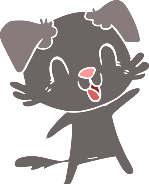 Bir insan tarafından çizilmiş düz renkli çizgi film köpeği.