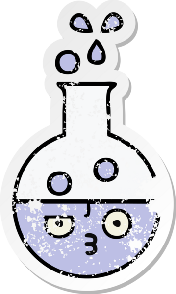 Bir insan tarafından çizilmiş şirin bir çizgi film test tüpünün sıkıntılı çıkartması.