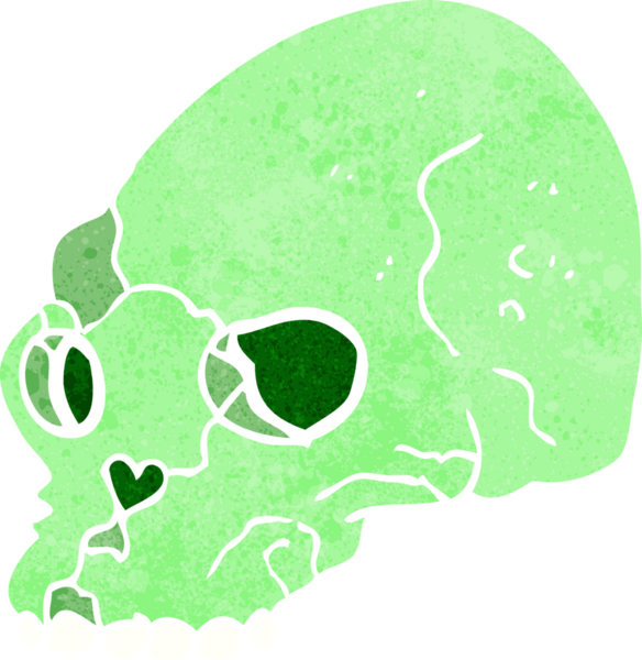 Bir insan tarafından çizilmiş ürkütücü bir kafatası.