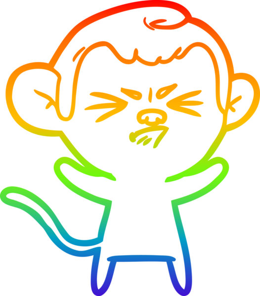 Gökkuşağı gradyan çizgi çizimi bir insan tarafından çizilmiş sinir bozucu bir maymun