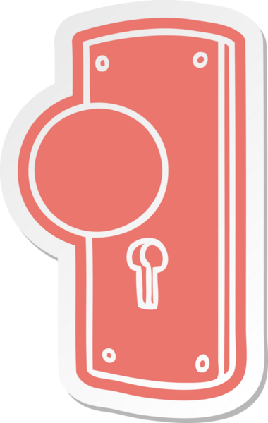 Bir insan tarafından çizilmiş bir kapı kolunun çizgi film etiketi.