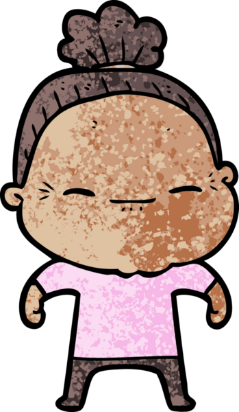 Bir insan tarafından çizilmiş barışçıl yaşlı bir kadın.