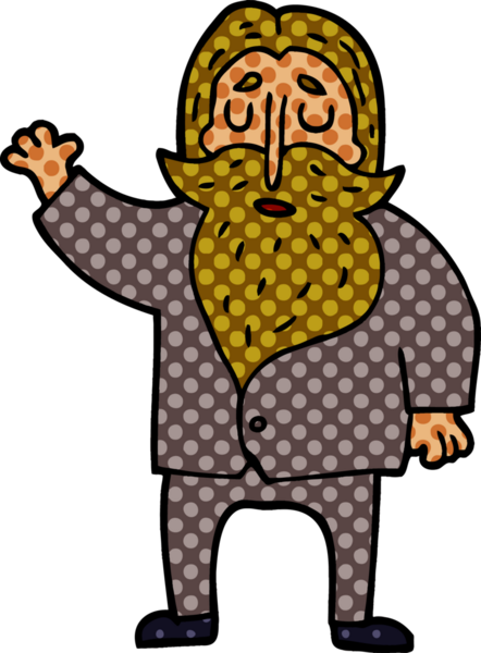 Çizgi film karalaması. Yaşlı adam bir insan tarafından çizilmiş.