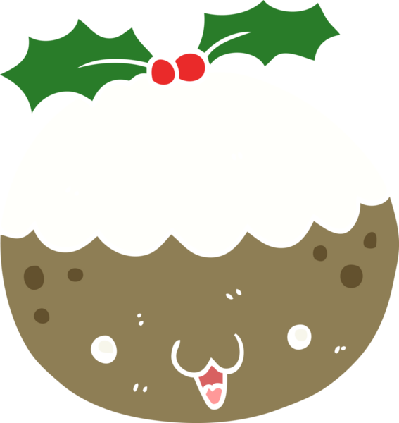 Bir insan tarafından çizilmiş düz renk çizgi film Noel pudingi.