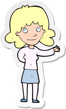 Bir insan tarafından çizilmiş, karikatür dostu bir kadının çıkartması.