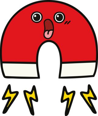 Bir insan tarafından çizilmiş şirin bir mıknatıs karikatürü