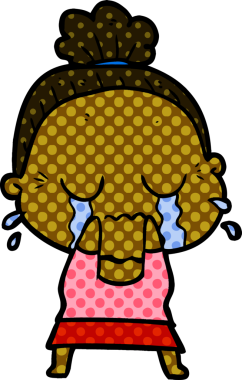 Bir insan tarafından çizilmiş ağlayan yaşlı kadın çizgi filmi.