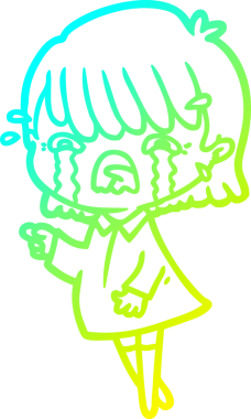 Bir insan tarafından çizilmiş ağlayan bir çizgi film kızı çizimi.