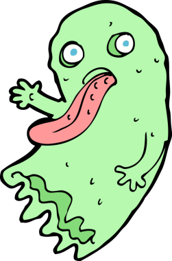 Bir insan tarafından çizilmiş iğrenç bir çizgi film hayaleti.