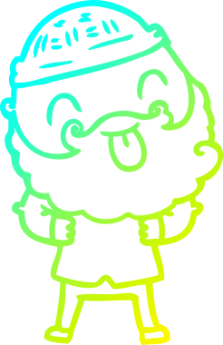 Soğuk gradyan çizgisi, sakallı bir adamın bir insan tarafından çizilmiş dili.