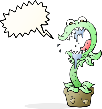 Bir insan tarafından çizilmiş serbest konuşma balonu karikatürü etobur bitki