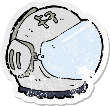 Bir insan tarafından çizilmiş bir astronot miğferinin gerilimli retro yapıştırması.