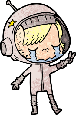 Bir insan tarafından çizilmiş ağlayan astronot kız.
