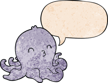 bir insan tarafından çizilmiş eski moda konuşma baloncuklu ahtapot çizgi filmi.