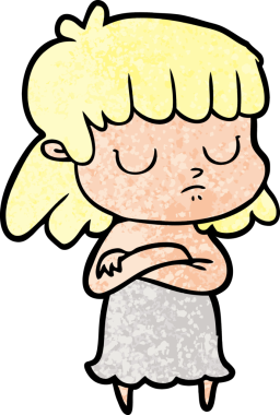 Bir insan tarafından çizilmiş ilgisiz bir kadın çizgi filmi.