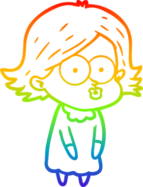 Gökkuşağı gradyan çizimi Bir insan tarafından çizilen çizgi film kızı