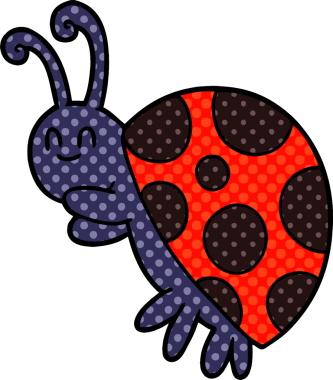 Bir insan tarafından çizilmiş sevimli uğur böceği çizgi filmi.