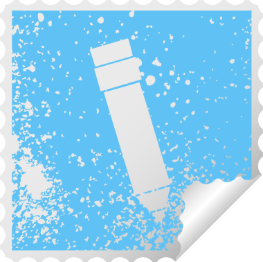 Sıkıntılı kare soyma etiketi Bir insan tarafından çizilmiş garip sembol kalem