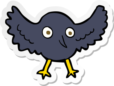 Bir insan tarafından çizilmiş bir karga çıkartması.