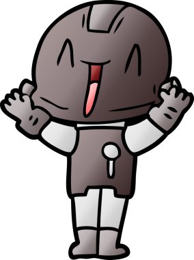 Bir insan tarafından çizilmiş çizgi film robotu