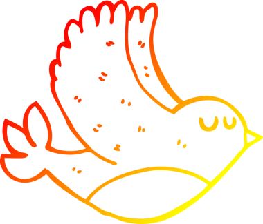 Bir insan tarafından çizilen uçan kuşun sıcak çizgi çizimi