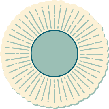 Bir insan tarafından çizilmiş geleneksel güneş şeklinde dövme çıkartması.