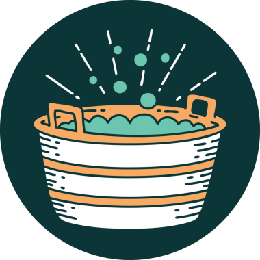 Bir insan tarafından çizilmiş dövme stili teneke banyonun simgesi.