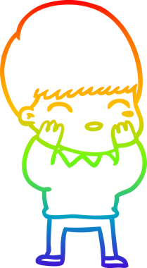 gökkuşağı gradyanı çizimi bir insan tarafından çizilmiş mutlu bir çizgi film çocuğu