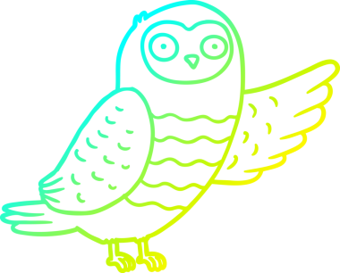 Bir baykuşun insan tarafından çizilmiş soğuk çizgi çizimi