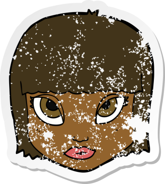 Bir insan tarafından çizilmiş bir karikatür kadın yüzünün gerilimli yapıştırması.