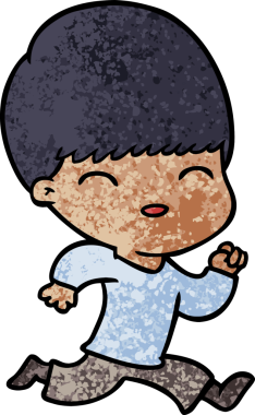 Bir insan tarafından çizilmiş mutlu çizgi film çocuğu.