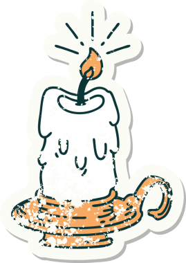 Bir insan tarafından çizilmiş eski bir dövme stili ürkünç erime mumu.