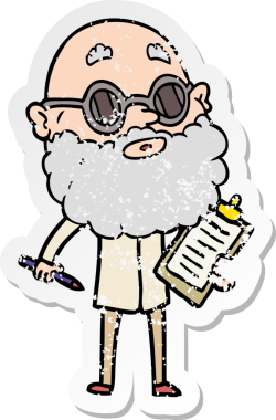 Bir insan tarafından çizilmiş sakallı ve güneş gözlüklü karikatür çıkartması.