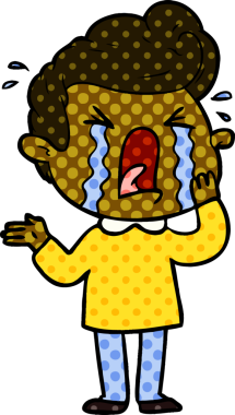 Bir insan tarafından çizilmiş ağlayan bir karikatür.