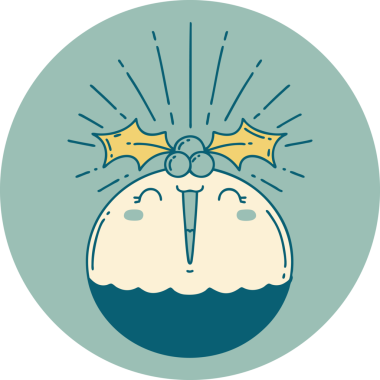 Bir insan tarafından çizilmiş Noel pudingi şarkı söyleyen bir dövme ikonu