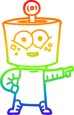 gökkuşağı gradyan çizimi mutlu çizgi robot bir insan tarafından çizilmiş