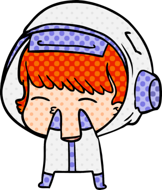 Bir insan tarafından çizilmiş meraklı astronot çizgi filmi.